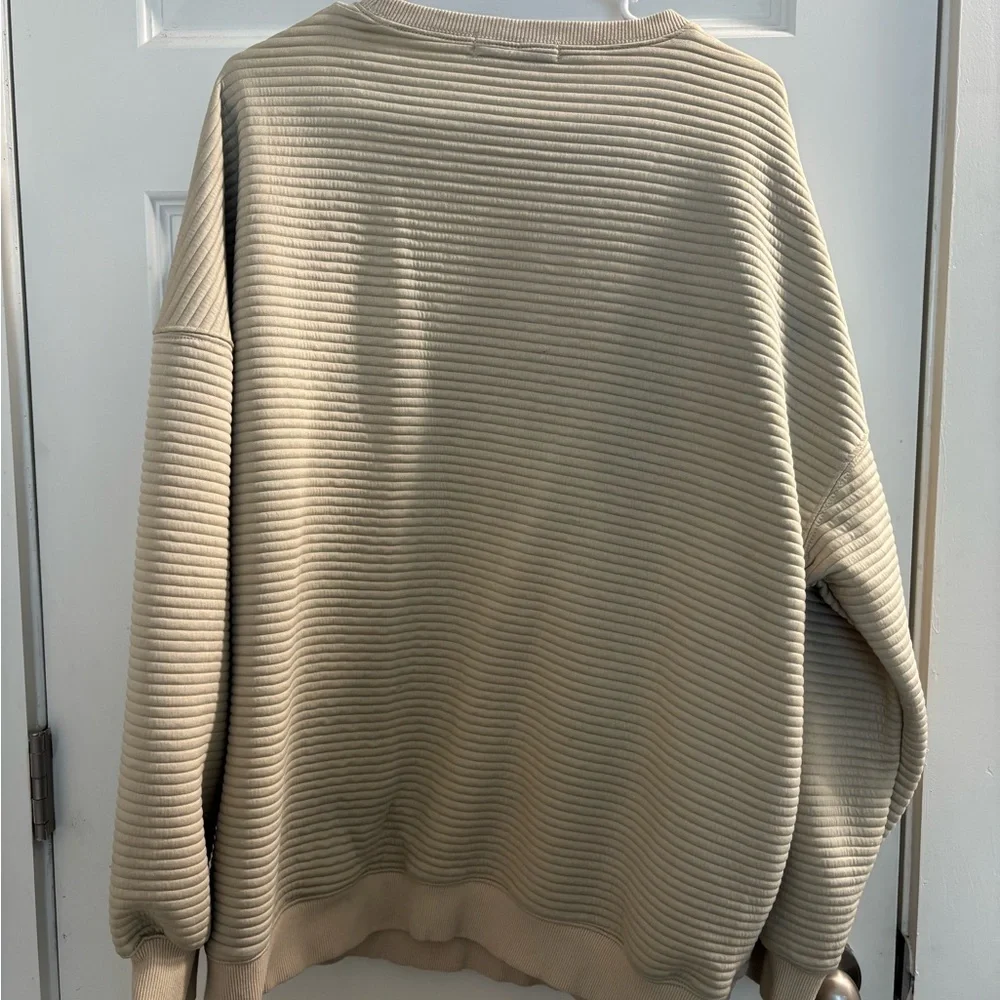 Beige Ribbed Sweatshirt - Picture 4 of 4